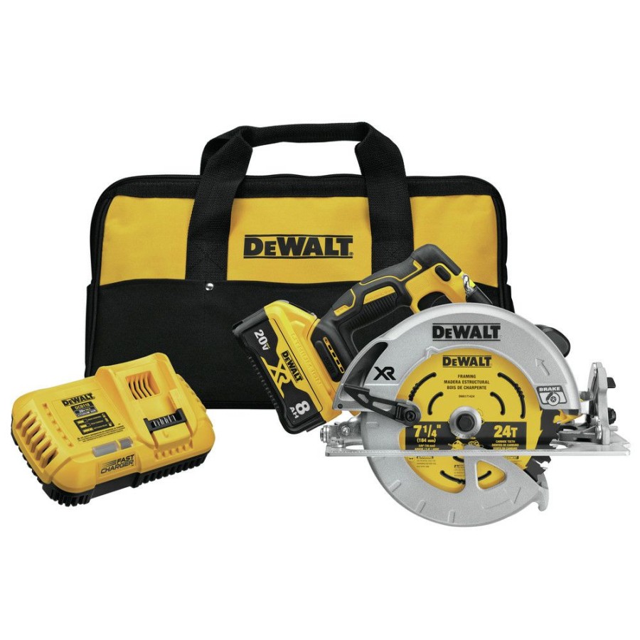 Power Tools * | Dewalt Dcs574W1 20V Max Xr Power Detect Brushless Lithium-Ion 7-1/4 In. Cordless Circular Saw Kit (8 Ah)