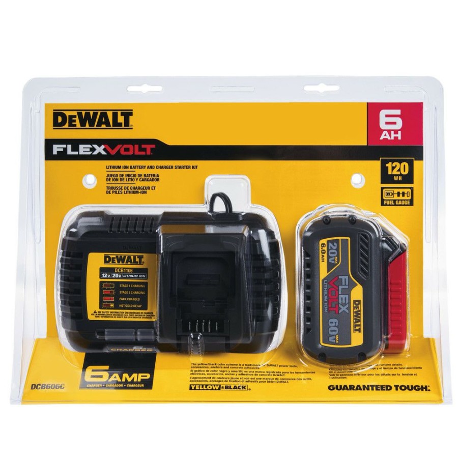 Power Tools * | Dewalt Dcb606C Flexvolt 20V/60V Max Lithium-Ion Battery And Charger Starter Kit (6 Ah)