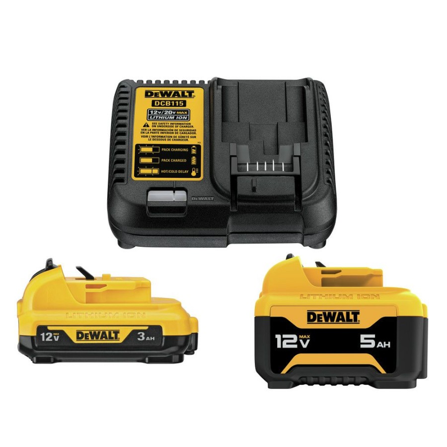 Power Tools * | Dewalt Dcb135C 2-Piece 12V 3 Ah / 5 Ah Lithium-Ion Batteries And Charger Starter Kit