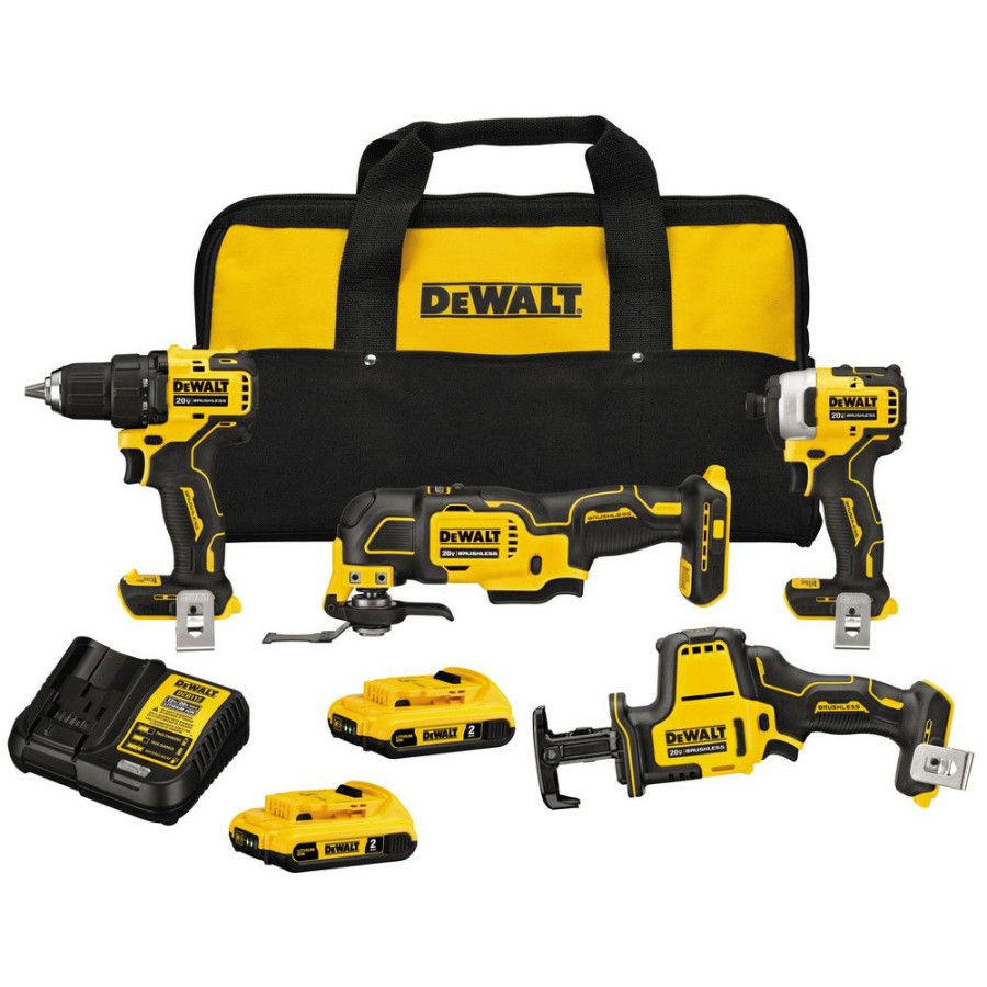 Power Tools * | Dewalt Dck489D2 Atomic 20V Max Brushless Lithium-Ion Cordless 4-Tool Combo Kit (2 Ah)