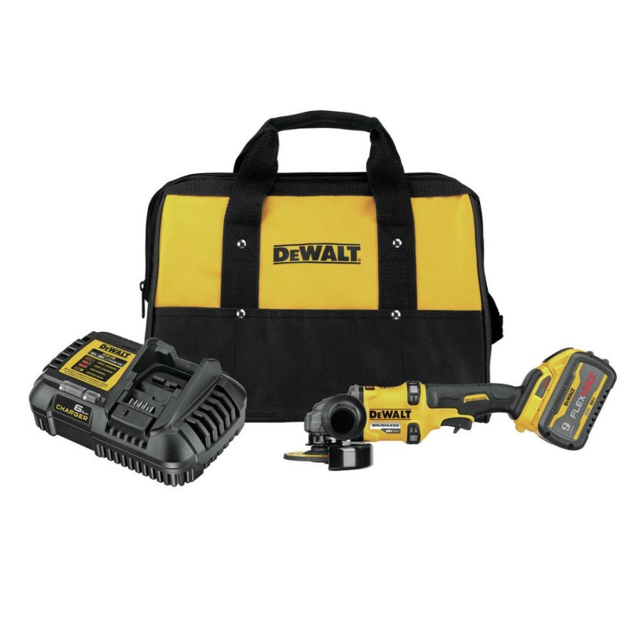 Power Tools * | Dewalt Dcg418X1 Flexvolt 60V Max Brushless Lithium-Ion 4-1/2 In. 6 In. Cordless Grinder Kit With Kickback Brake And (1) 9 Ah Battery