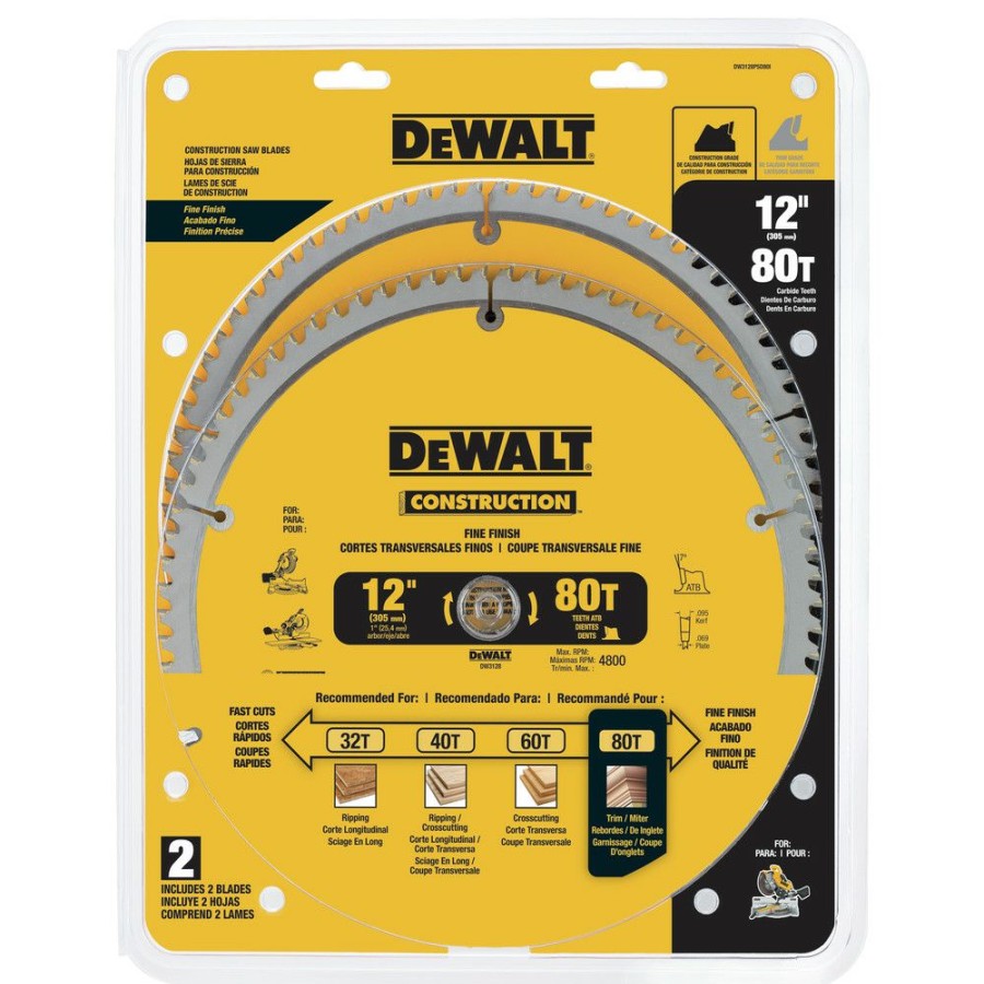 Power Tools * | Dewalt Dw3128P5D80I Series 20 12 In. 80 Tooth Saw Blade (2-Pack)