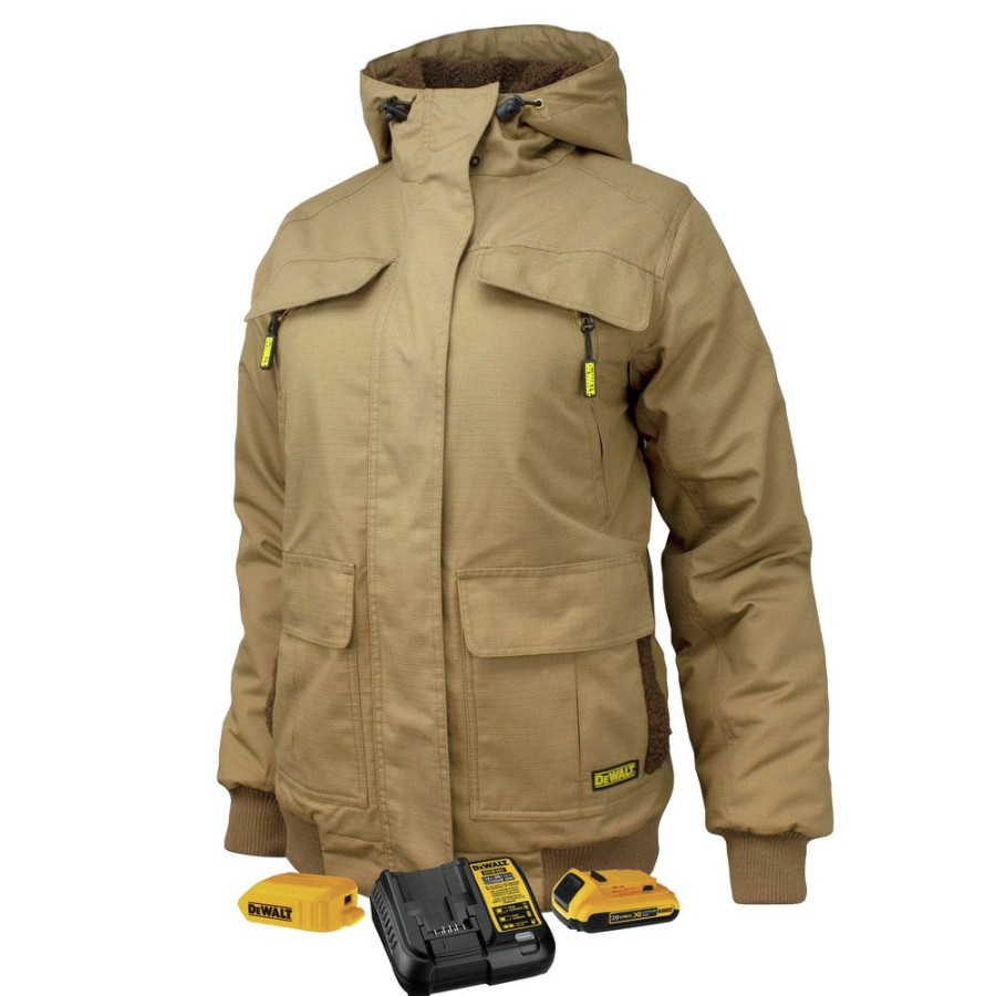 Clothing And Gear * | Dewalt Dchj092D1-2X 20V Lithium-Ion Cordless Women'S Heavy Duty Ripstop Heated Jacket (2 Ah) 2Xl, Dune