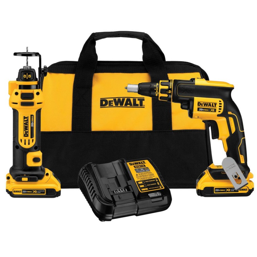 Power Tools * | Dewalt Dck263D2 2-Tool Combo Kit 20V Max Xr Brushless Cordless Drywall Screwgun & Cut-Out Tool Kit With 2 Batteries (2 Ah)