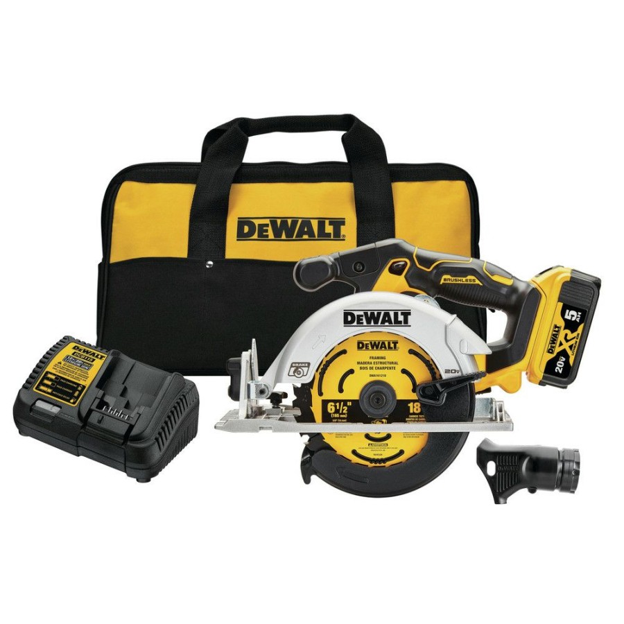 Power Tools * | Dewalt Dcs565P1 20V Max Brushless Lithium-Ion 6-1/2 In. Cordless Circular Saw Kit (5 Ah)