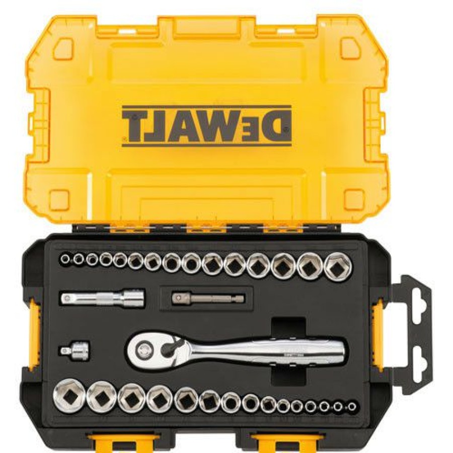 Hand Tools * | Dewalt Dwmt73804 34-Piece 1/4 In. And 3/8 In. Drive Socket Set