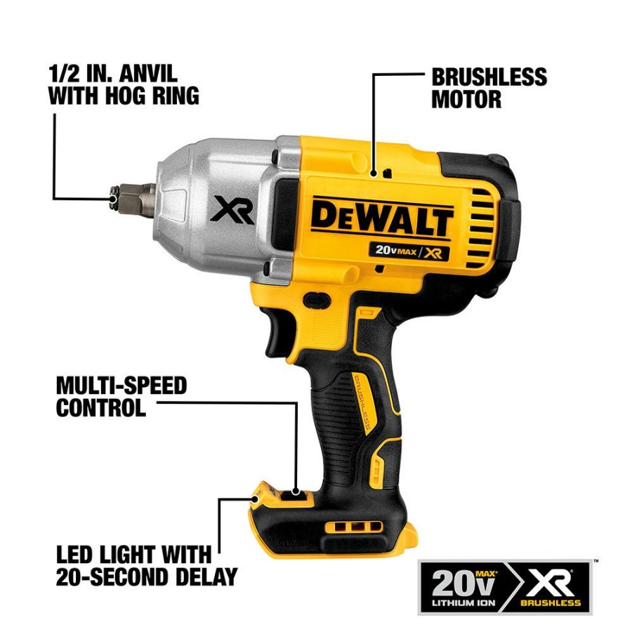 Power Tools * | Dewalt Dcf899Hb 20V Max Xr Brushless Lithium-Ion 1/2 In. Cordless Impact Wrench With Friction Ring (Tool Only)