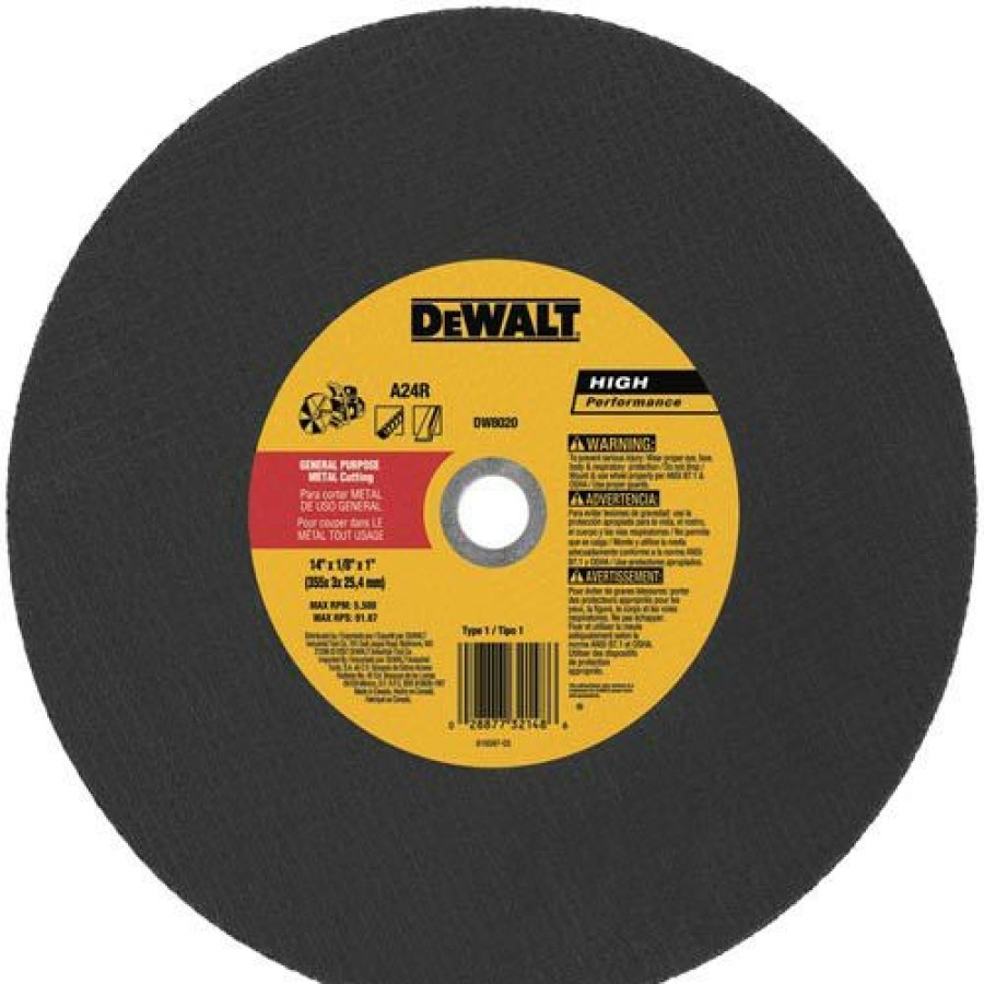 Power Tools * | Dewalt Dw8020 14 In. X 1/8 In. A24R Metal Cutting Wheel