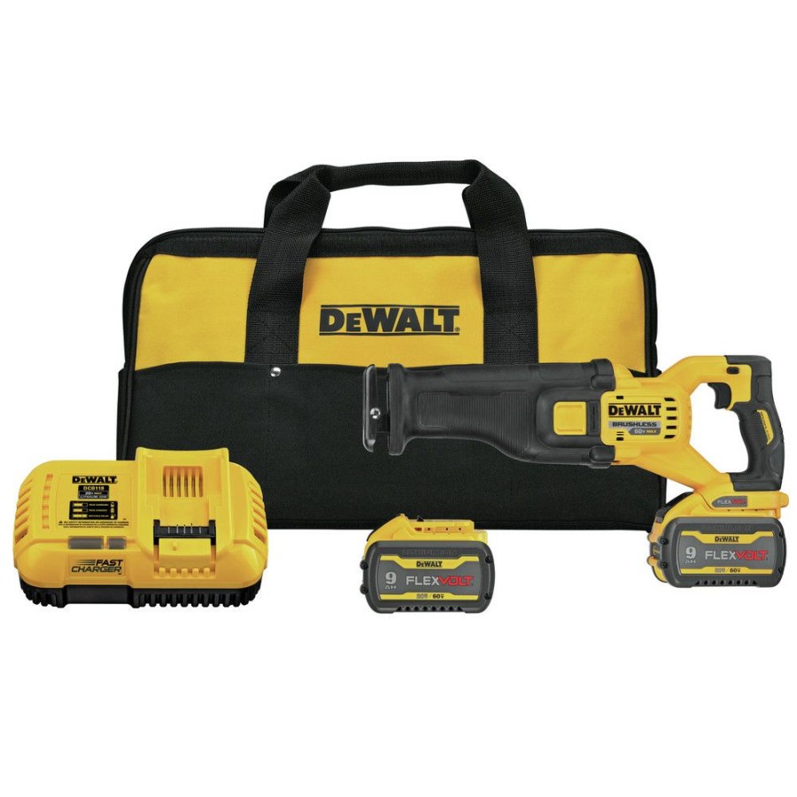 Power Tools * | Dewalt Dcs389X2 Flexvolt 60V Max Brushless Lithium-Ion 1-1/8 In. Cordless Reciprocating Saw Kit With (2) 9 Ah Batteries