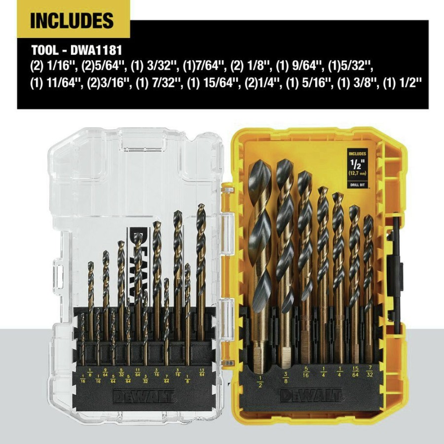 Power Tools * | Dewalt Dwa1181 21-Piece Black And Gold Coated Drill Bit Set