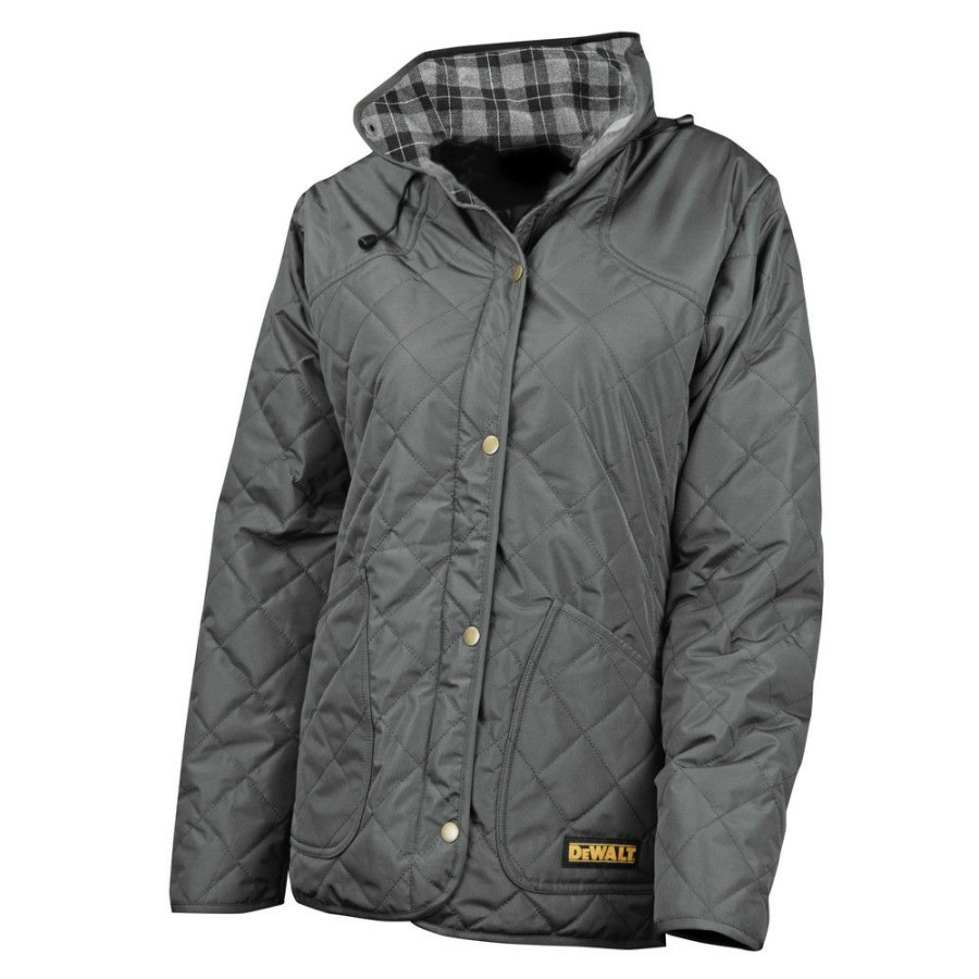 Clothing And Gear * | Dewalt Dchj084Cd1-3X 20V Max Li-Ion Charcoal Women'S Flannel Lined Diamond Quilted Heated Jacket Kit 3Xl